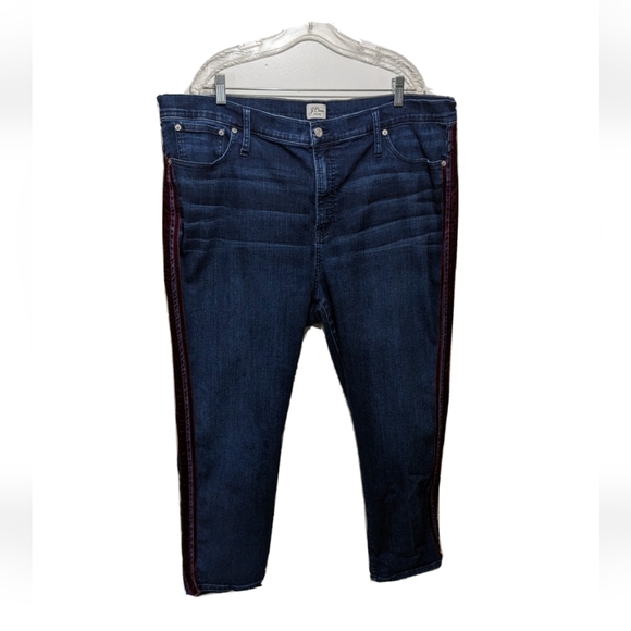 J Crew Vintage Straight Leg Jeans With Velvet Stripe Denim 36 Women - Picture 1 of 10